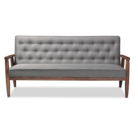 Baxton Studio Sorrento Grey Upholstered Wooden 3-seater Sofa 122-6772